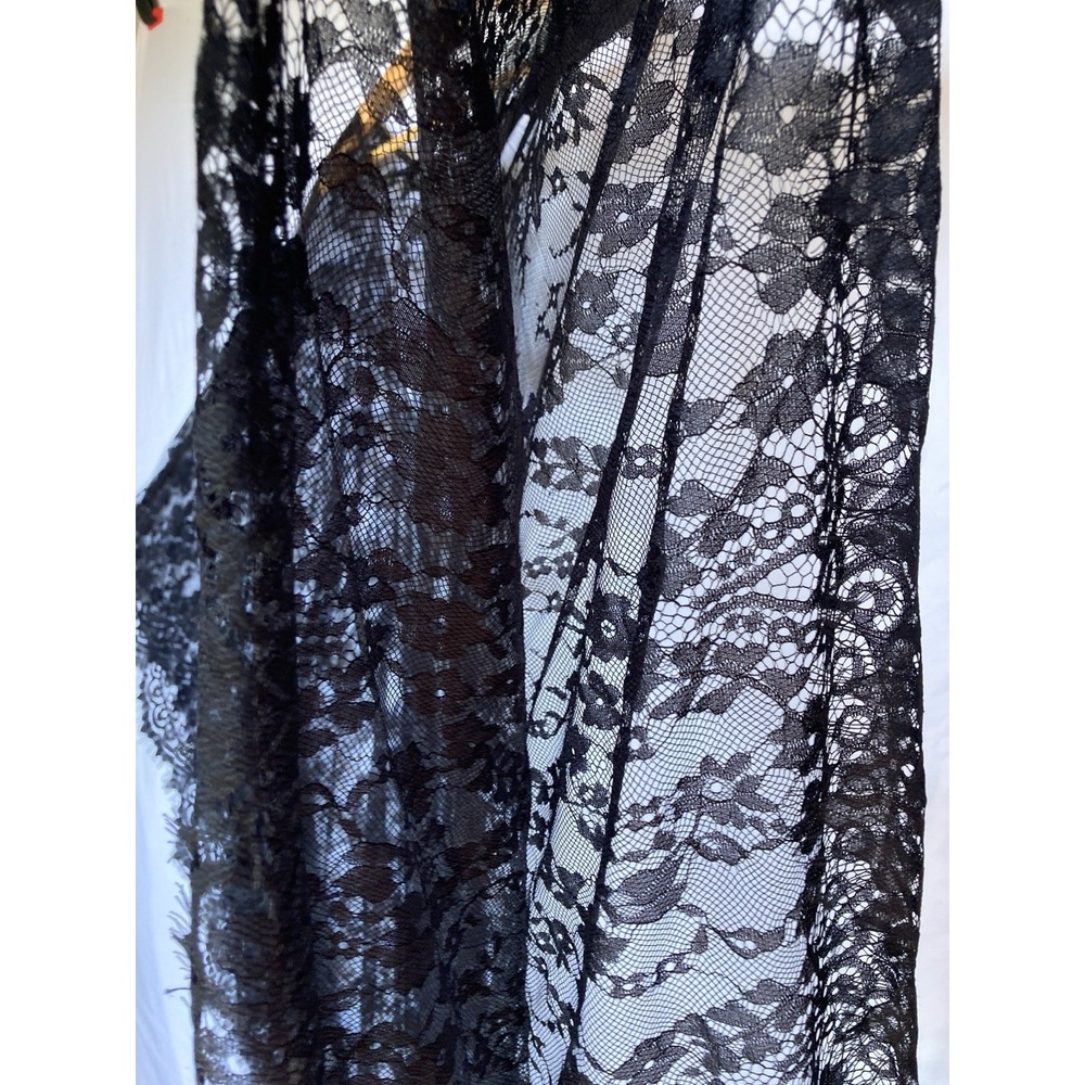 Sheer Lace Maxi Cloak Cape Whimsigoth Goth Emo Flowy Kimono Womens OS Black - Picture 8 of 12